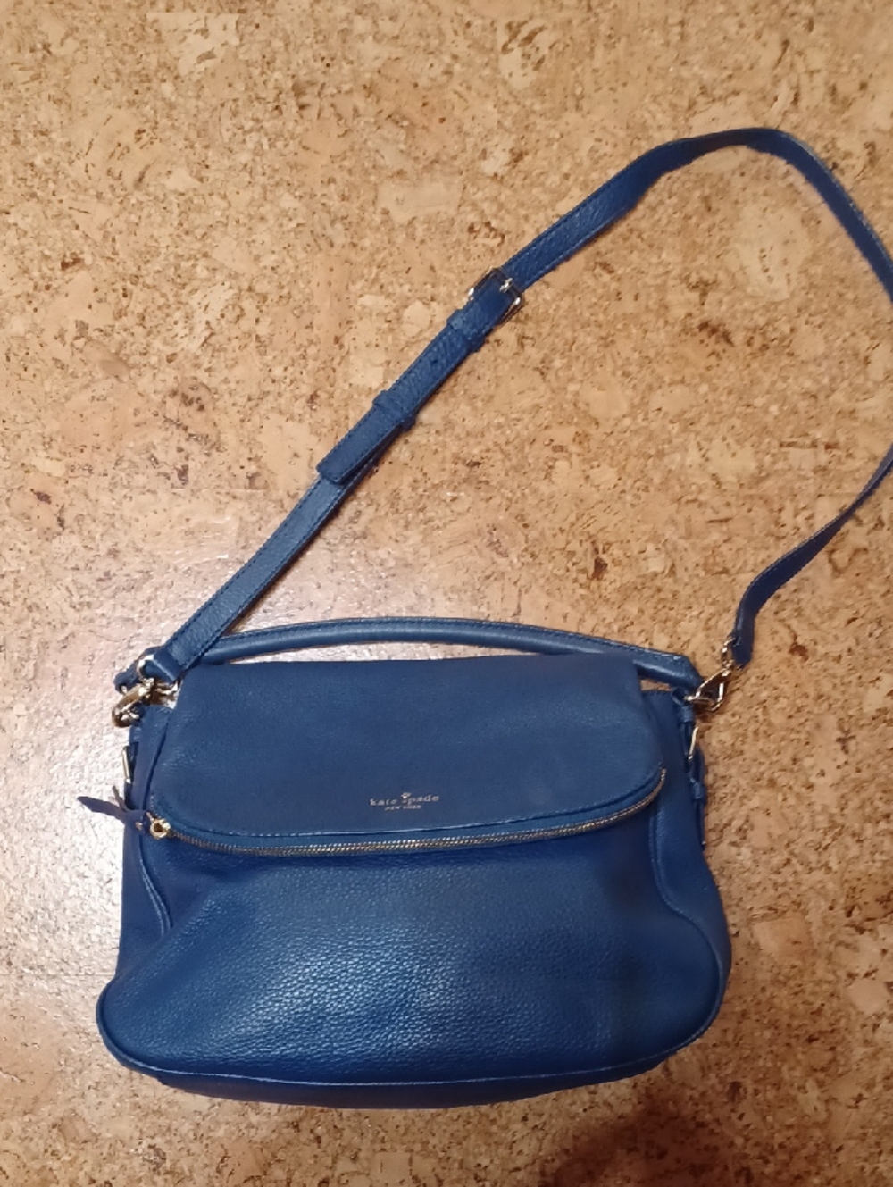 Kate Spade Large Denim Blue Cobble Hill Devin Crossbody Bag